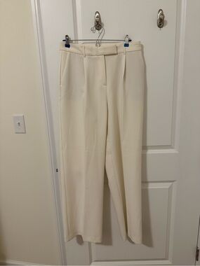 Joie Cream Wide-Leg Pleated Trousers